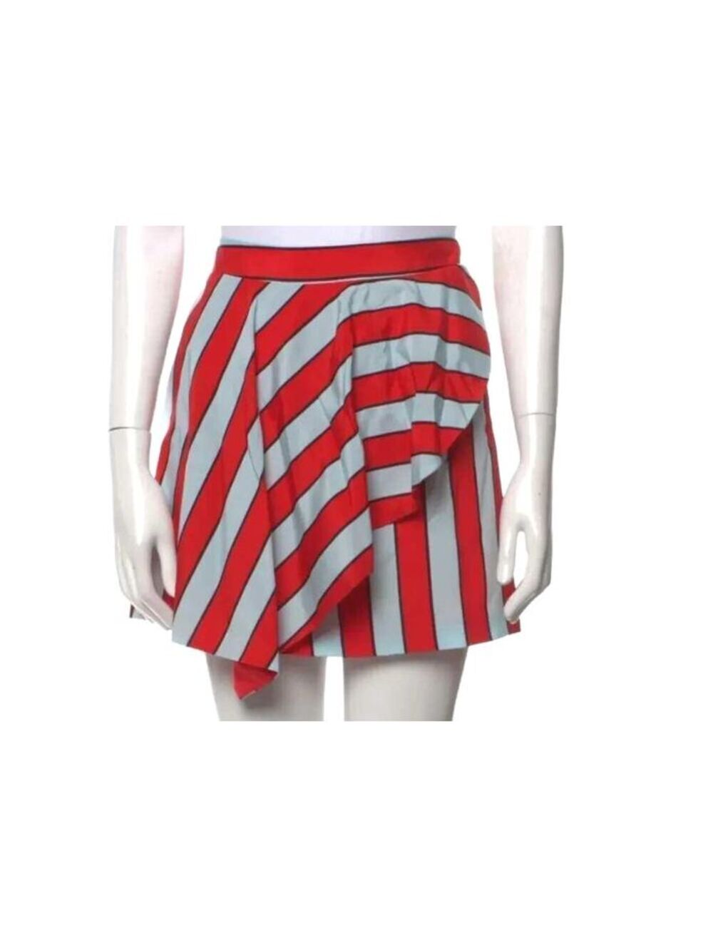 Alice + Olivia Nicky Striped Silk Draped Mini Skirt Red Grey Large